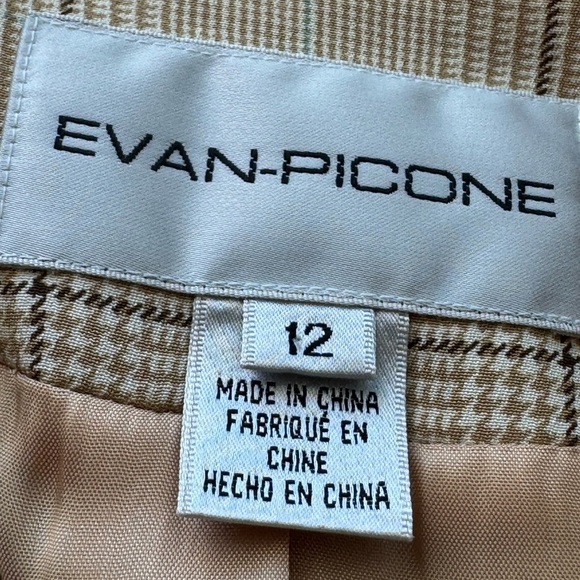 Evan Picone 100% Silk Plaid Double Breasted Blazer Size 12 - Picture 6 of 9